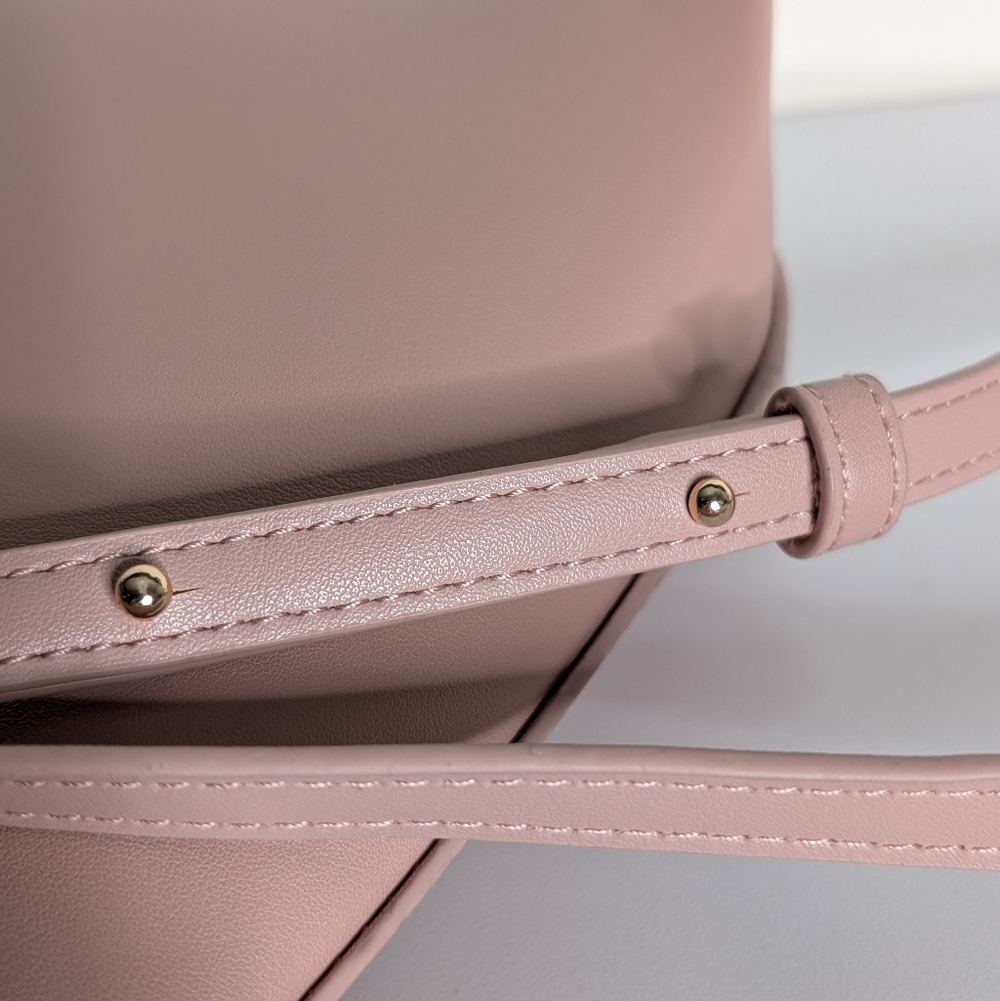 Anthropologie Samara Vegan Leather Minimalist Crossbody Pink Peony Medium - Picture 10 of 11